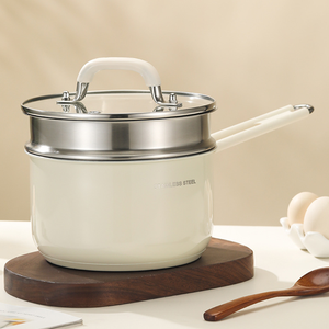 Casserole à lait de style américain en acier inoxydable non revêtu à fond triple couche, petite marmite pour aliments pour bébés, marmite à soupe antiadhésive 2,0-3,0 L pour gaz - Product Image 2