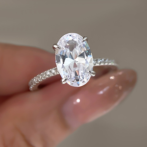 Free Nicle&Lead Women's Rings Jewelry 18K Gold Plated Oval Cut Engagement Zircon Ring for Gift - Product Image 2