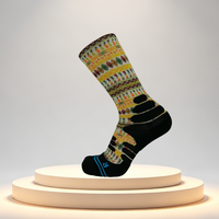 Chaussettes en polyester à logo personnalisé, imprimées par sublimation, motif géométrique vintage, colorées, style bohème, streetwear, chaussettes de sport