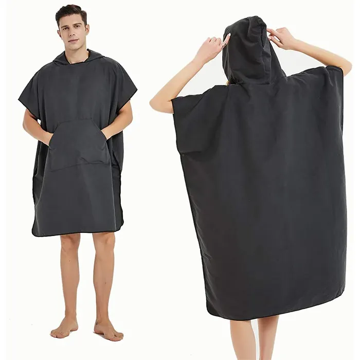 Surf Beach Poncho Wetsuit Changing Towel Bath Robe Poncho With Hood For Surfing Swimming Bathing Adults Men