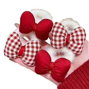 Vintage Bowknot Scrunchies Plush Elastic Bands Girls Fashion Hair Ties for Daily Wear and School Casual Outings - Product Image 1