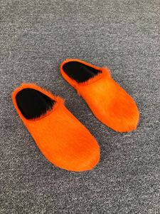 Pantuflas de Plataforma Gruesa para Mujer, Color Caramelo, Cuero Genuino, Pelo de Caballo, Punta Cerrada, Estilo Casual, Marny Fur Slides 1.1 - Product Image 4