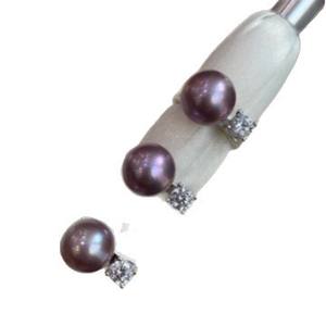 Anillo de Perla Púrpura de Diseño Minimalista, Color Púrpura Uva Original, Diamante Único, Balanza de Equilibrio, 11-12 mm, Redondo, Ligero - Product Image 5