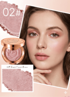 Rubor Mineral de Alta Pigmentación con Logotipo Personalizado al por Mayor, Color Oro Rosa, Espejo Compacto con Brocha, Marca Privada, Vegano, con Relieve 3D de Rosa