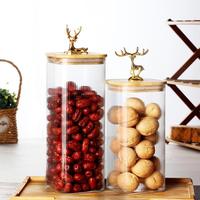 Ensemble de bocaux en verre personnalisés de différentes tailles, récipients alimentaires en verre avec couvercle, bocaux carrés côtelés, contenants de rangement pour la cuisine de Noël