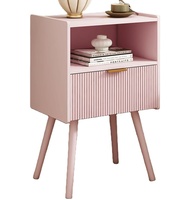 Table de chevet chic à cannelures, adorable table de chevet avec tiroir côtelé, armoire de chevet pour chambre de princesse, prix de gros direct usine
