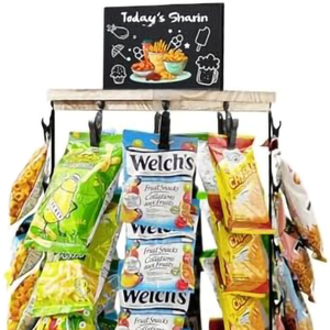 Aubeco Chip Rack Display Stand, 5 Tiers 60 Adjustable Clips Chip Holder, 360 - View #9