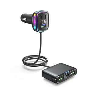 Adaptador rápido para isqueiro de carro, 12-24V, Qc PD 3.0 Pd, 115w, 6 portas, USB C, carregador divisor de isqueiro de carro