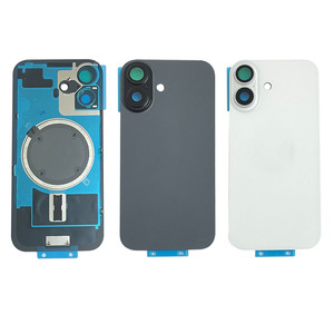 Coque arrière unie en verre avec lentille d'appareil photo pour iPhone 14 15 16 17 Pro Max, boîtier arrière avec plaque métallique et anneau magnétique - Product Image 1