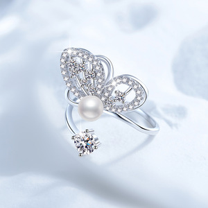 Bague réglable en argent S925 avec papillon, non ternissable, <span class=keywords><strong>calendrier</strong></span> <span class=keywords><strong>de</strong></span> <span class=keywords><strong>l</strong></span>'<span class=keywords><strong>Avent</strong></span>, bijoux en moissanite haut <span class=keywords><strong>de</strong></span> gamme 5A et perle d'eau douce pour <span class=keywords><strong>femme</strong></span> - Product Image 5