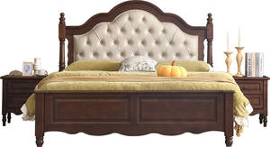 Modern Minimalist Princess Bed Light Luxury All-Solid Wood Bedroom Storage American-Style Vintage Double Bed Soft Bed - Product Image 5