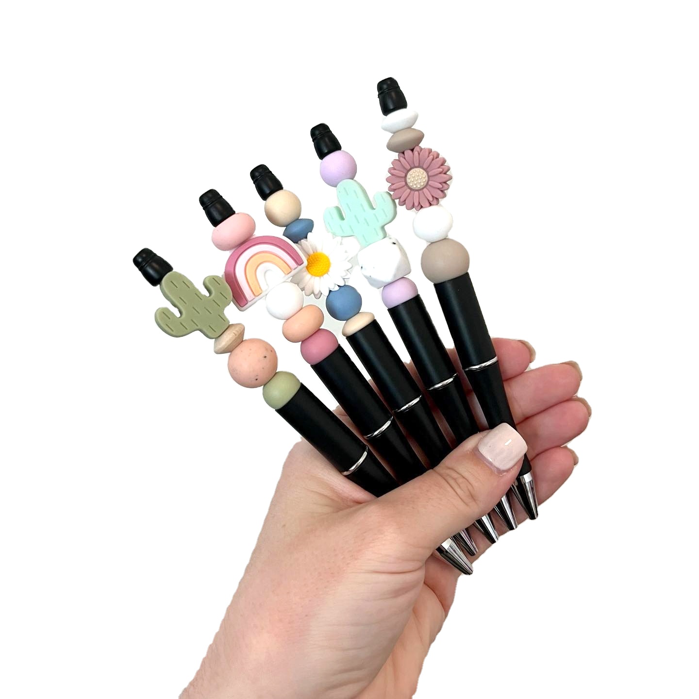 Ручка с бисером, кактус, радуга, Маргаритка, силиконовые шариковые ручки, пластиковый рекламный подарок, шариковая ручка с бисером