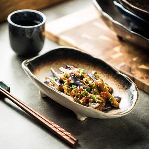 Grande assiette en céramique de forme spéciale pour l'utilisation au restaurant Bol en pierre à quatre pattes Assiettes de poisson légumes poulet personnalisées pour le riz - Product Image 1