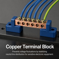WZWTDQ Barre omnibus neutre robuste 6x9mm 50A, connexion par boulons, 4-24 voies, bornier électrique en laiton résistant à la corrosion