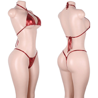 Tenues de danse exotiques personnalisées OEM, ensembles de lingerie deux pièces ajourés en métal, hauts de bikini et strings, pour clubbing et festivals