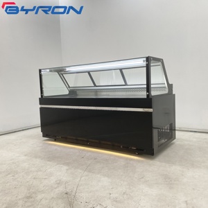 Vitrina Refrigerada Comercial Blanca Curva de Vidrio para Delicatessen, Mostrador Refrigerado con Estantes de Vidrio para Carnicería - Product Image 5