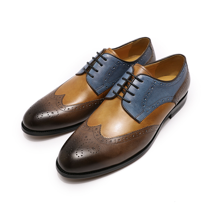 Повседневная Новейшая модная формальная Мужская обувь из натуральной кожи с прострочкой