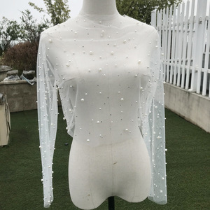 Giacche da Sposa in Avorio con Perline, Bolero Nuziale con Cristalli, Avvolgente a Maniche Lunghe con Perle, Giacca da Sposa - Product Image 6