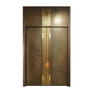 New Modern Front Door Double Pivot Metal Iron Entry Doors House Exterior Gate