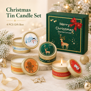 Ensemble de bougies en boîte de Noël, <span class=keywords><strong>4</strong></span> pièces, bougies parfumées, boîte cadeau, parfum personnalisé, fournisseur en gros - Product Image 1