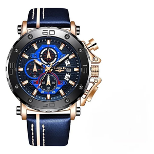 LIGE 9996 Top Quality Trend Design Quality Multifunction Multi-Color Promotional Digital Men Quartz Watches Bracelet en cuir véritable - Product Image 1
