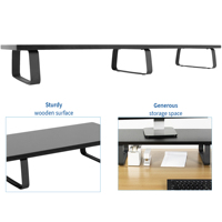Support pour double écran avec surface en bois et pieds en métal, brun rustique, certifié CARB, Maiernuo T080