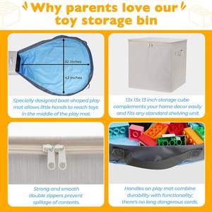 Cesta de Almacenamiento de Juguetes Plegable de Poliéster y Tapete de Juego para Niños, Venta al por Mayor - Product Image 4