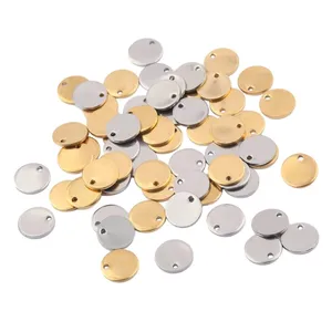 Charms Flat Discs 10mm Stainless Steel Stamping Silver Gold Plated Round Blank Dog Tags For Diy Bracelet Jewelry Making