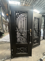 Porte d'entrée extérieure en fer forgé de luxe CBMmart, design moderne, porte en fer forgé avec vitrage, protection de la vie privée, villa