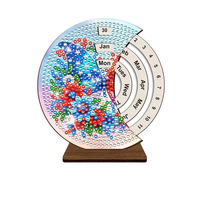 Calendrier de bureau perpétuel 5D en forme spéciale, peinture diamantée, mosaïque florale en strass de cristal, décoration de table artisanale