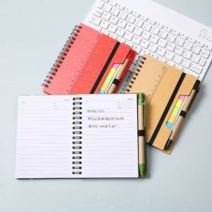 Wholesale Custom Logo <b>Mini</b> <b>Notebook</b> with Spiral Binding Kraft Paper Cover and Memo Sticky Notepad Includes Pen - Product Image 3