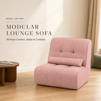 Canapé compact de luxe sans accoudoirs avec housse amovible et lavable, design capitonné – Sièges d'appoint modernes roses pour appartement et salon