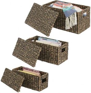 Set di 10 Cestini in <span class=keywords><strong>Vimini</strong></span> Intrecciati a Mano per Conservazione di Spesa, Vestiti, Giocattoli, Cucina, Angolo Armadio, Portapane - Product Image 1