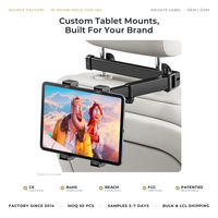 Support de tablette pour appuie-tête de siège arrière de voiture en métal, support de téléphone magnétique réglable, noir