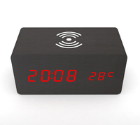 Réveil en bois Led d'alarme numérique décorative promotionnelle Réveil de bureau Led numérique en bois moderne sans fil