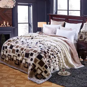 Luxury Print Fleece Korean Mink Blanket, Queen Sizes 2 Ply Raschel Blanket For Dubai