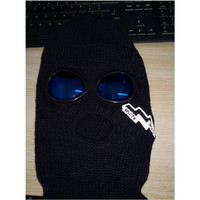 Masque de ski brodé personnalisé, à 3 trous, personnalisé, avec logo réfléchissant, coupe-vent, tricoté, pour l'hiver, avec lunettes