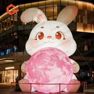 La bande dessinée gonflable de lapin de la publicité a mené le modèle animal gonflable de lapin d'éclairage pour des événements commerciaux - Product Image 2