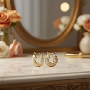 Orecchini a Cerchio Elite in Oro 18K con Diamanti Taglio Brillante Rotondo, Micro Incastonatura di Lusso, Unisex per Uso Quotidiano - Product Image 2