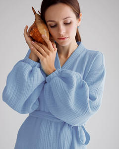 Eleganti Accappatoi Lunghi Kimono da Donna in Puro Cotone a Doppio Strato, Traspiranti e Morbidi, Disponibili - Product Image 3