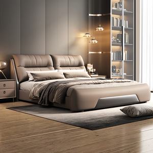 Rising estilo italiano cuero genuino lujo suave-paquete cama con orejas <span class=keywords><strong>de</strong></span> <span class=keywords><strong>elefante</strong></span> cama doble lujosa <span class=keywords><strong>de</strong></span> gama alta a <span class=keywords><strong>precio</strong></span> <span class=keywords><strong>de</strong></span> fábrica - Product Image 4