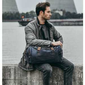 Bolsa de viaje de cuero <span class=keywords><strong>PU</strong></span> personalizada de gran capacidad, bolsa de lona de cuero <span class=keywords><strong>PU</strong></span>, bolsa de viaje informal, bolsa de lona grande para hombres - Product Image 5