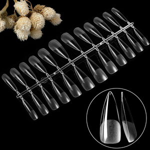Long Stiletto Half Frosted ABS <b>Nail</b> Tips Clear Artificial <b>Nail</b> Tips Custom Logo Package - Product Image 3