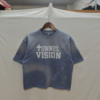T-shirts surdimensionnés en coton vintage lavé, personnalisés OEM, style streetwear, imprimés à l'encre éclaboussée et à la peinture pulvérisée pour hommes