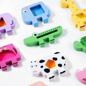 Bloques de madera con forma de animales, juguete educativo de apilamiento 3D para niños de 4 a 6 años, bloques de construcción unisex - Product Image 5