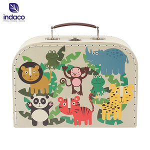 Color printing customized cartoon animal pattern design for children's gift packaging, cardboard <b>box</b> with handle luggage - Product Image 1