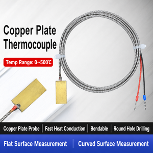 Sonde de température à surface plane de type K flexible, thermocouple à plaque de cuivre pour plaque chauffante de moule - Product Image 1