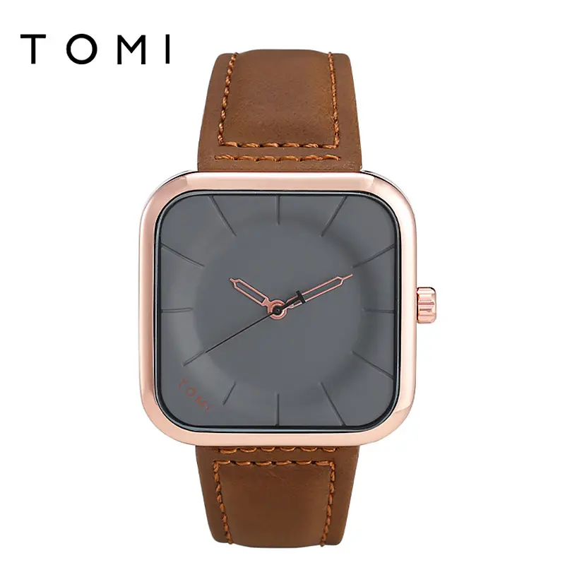 TOMI T093 Fashion Square Watches Men Sports Watches Creative Turntable Leather Band Quartz Wristwatches Male Watch Reloj Hombre