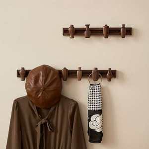 <b>Black</b> Walnut Wood Wall Mounted Coat <b>Hook</b> Vase Shape Multi Functional Storage <b>Hook</b> For Entryway Hat And Coat Rack - Product Image 1