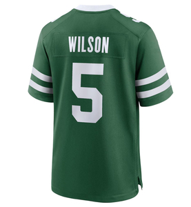 Vente flash : T-shirt vert et blanc pour homme, New York # 5 Maillots de football de l'équipe Garrett Wilson - Product Image 3
